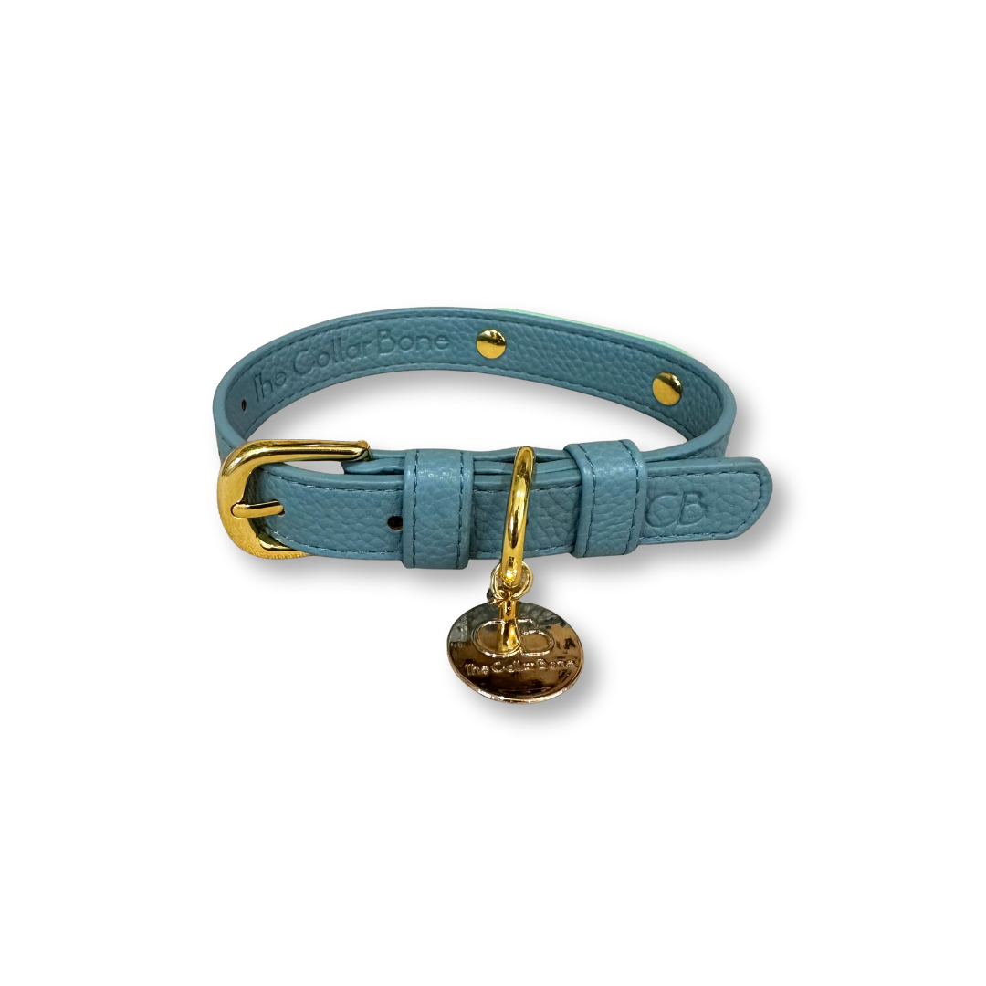 Zuri Faux Leather Cat/Dog Collar in Dusty Blue