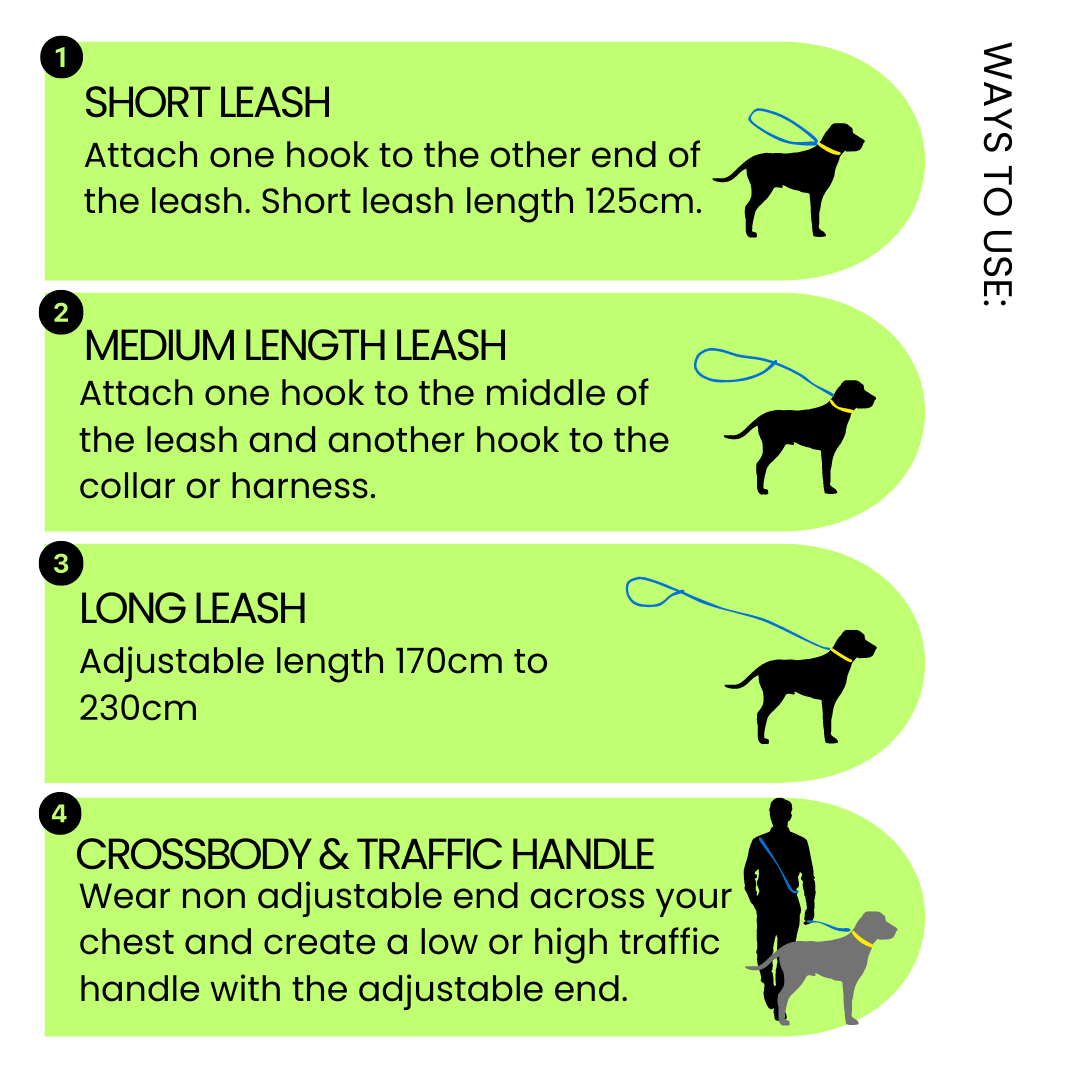 Oceane 2.0 2-in-1 Waterproof Multiway Leash in Tiffany's Afterglow (Glow-in-the Dark Blue)