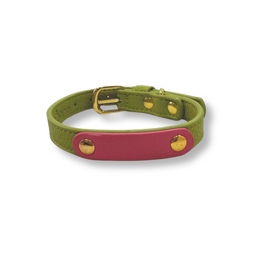 Zuri Faux Leather Cat/Dog Collar in Lime Green