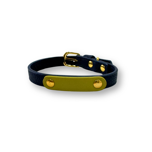 Zuri Faux Leather Cat/Dog Collar in Navy Blue