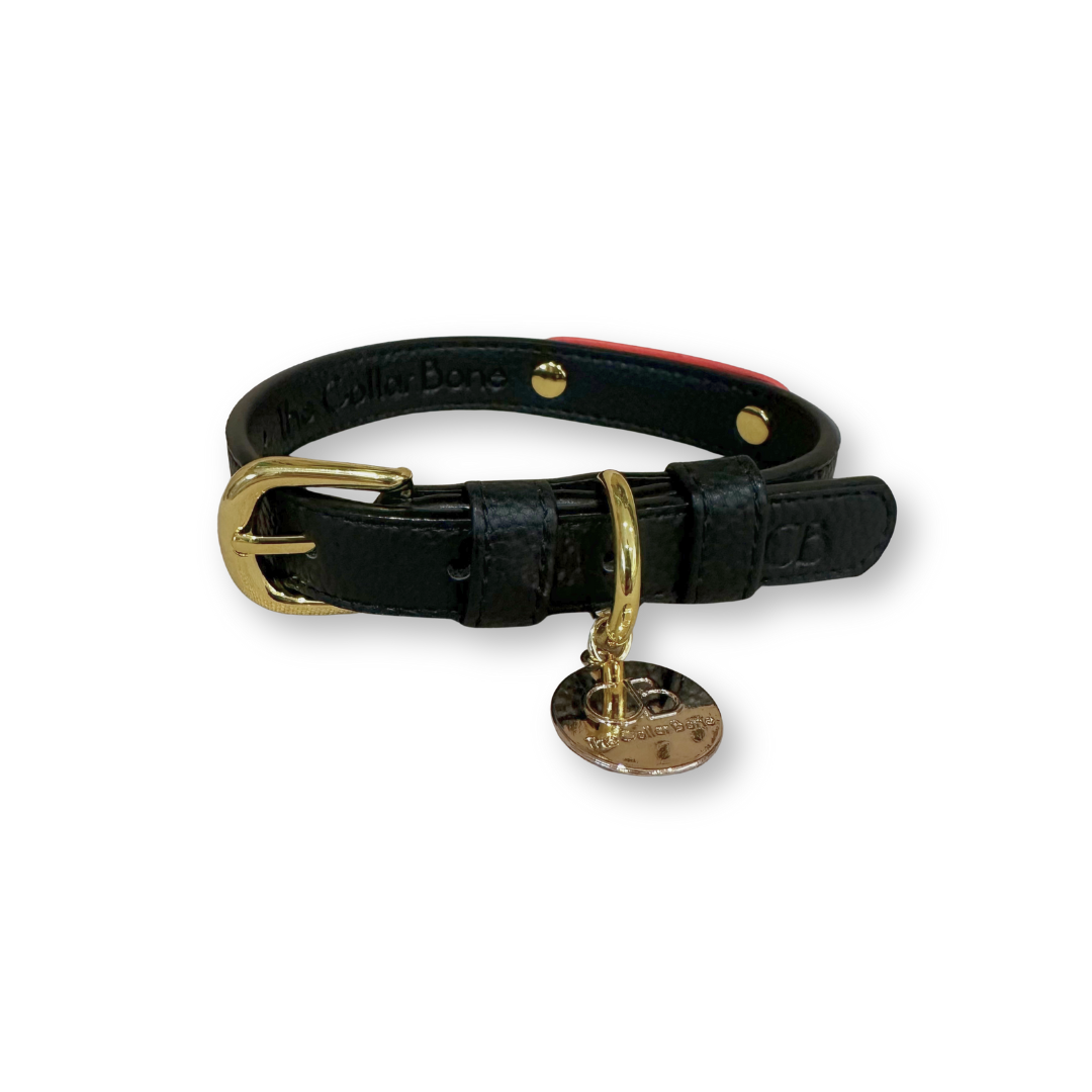 Zuri Faux Leather Cat/Dog Collar in Jet Black