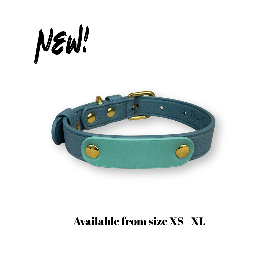 Zuri Faux Leather Cat/Dog Collar in Dusty Blue