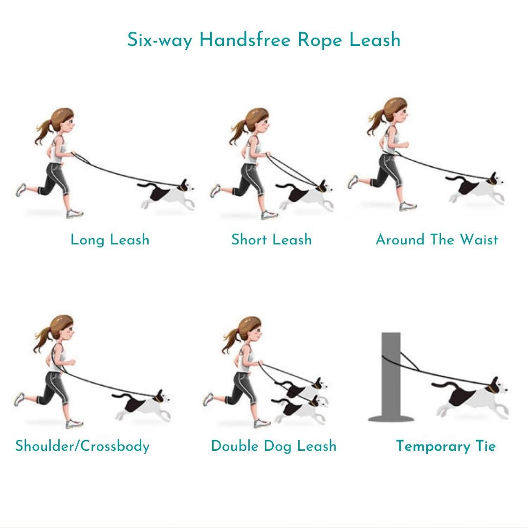 Six-way Handsfree Rope Leash in French Rose