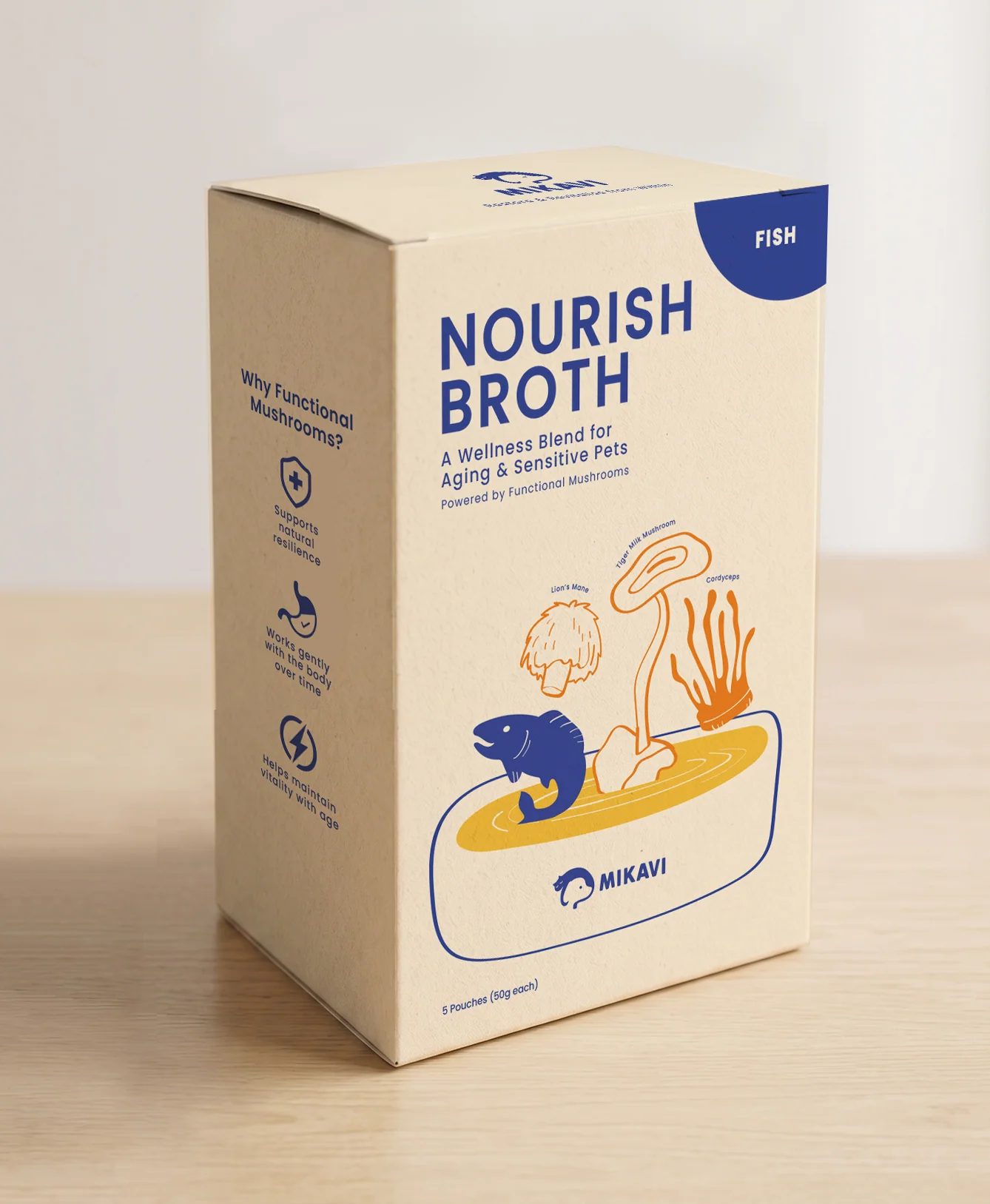 MIKAVI - Nourish Broth: Functional Mushroom Wellness Blend (Fish)