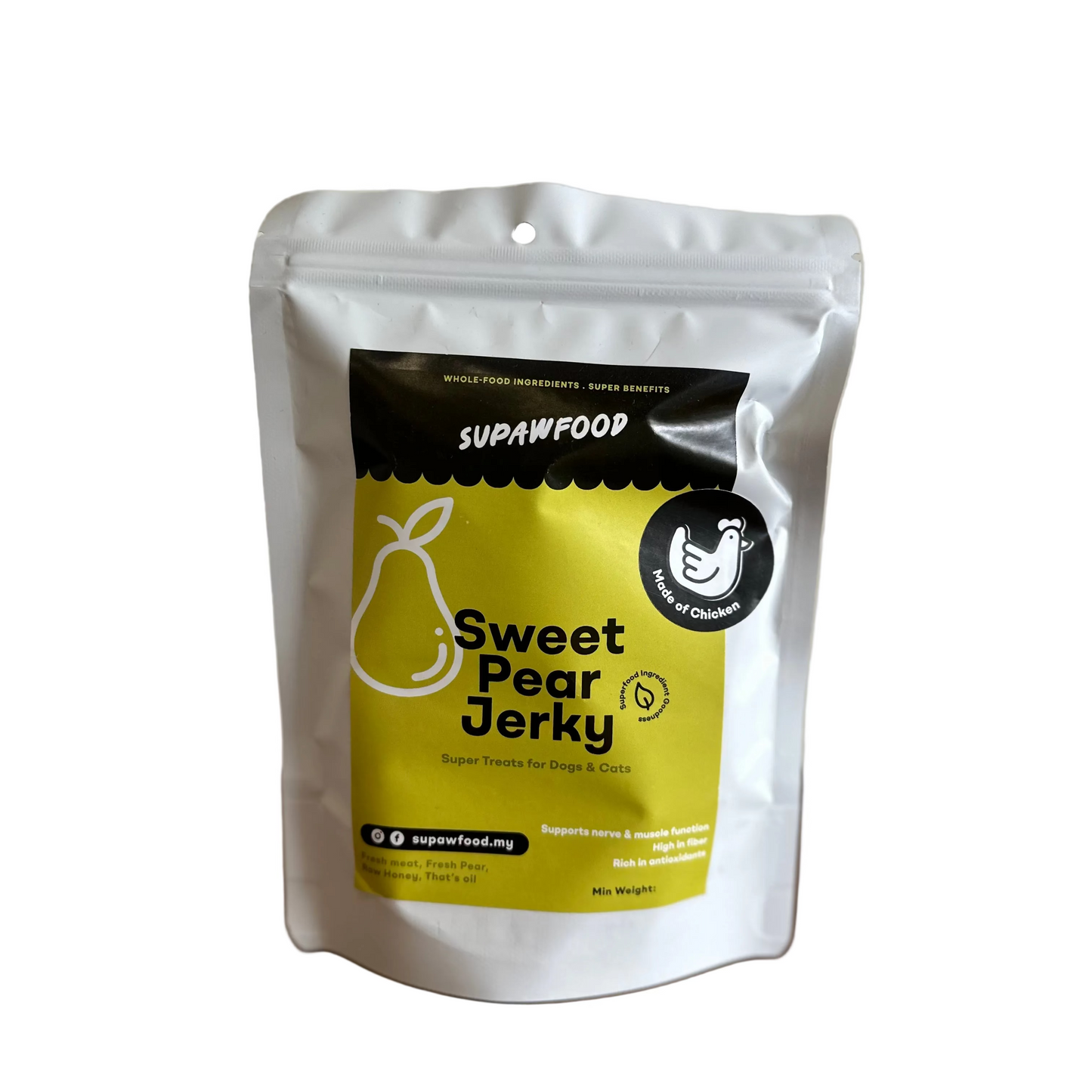 SUPAWFOOD CHICKEN JERKY - SWEET PEAR (50g)