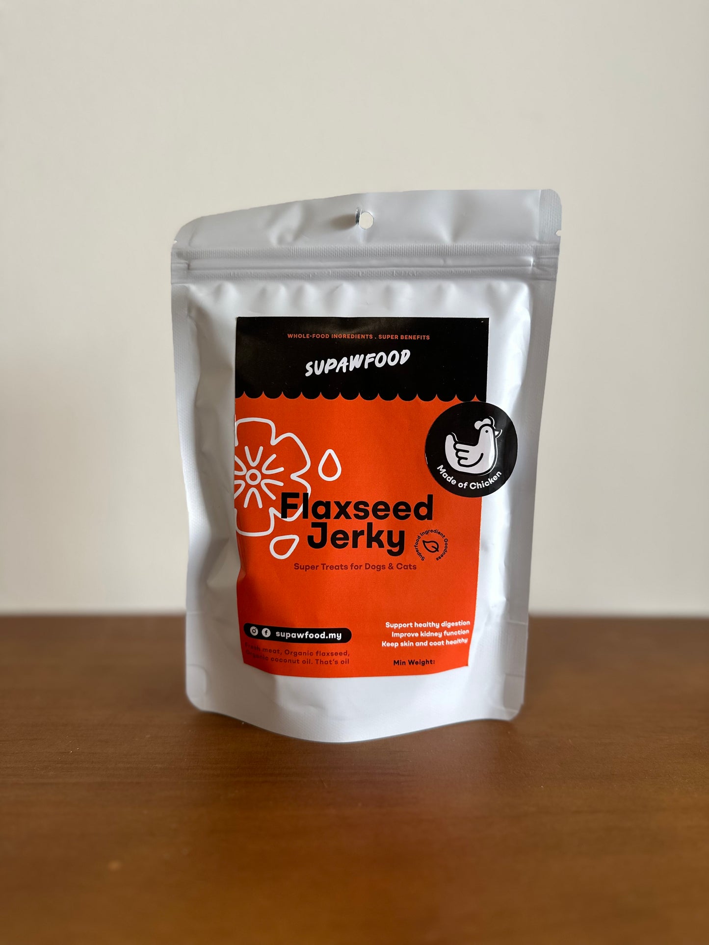 SUPAWFOOD CHICKEN JERKY - FLAXSEED (50g)