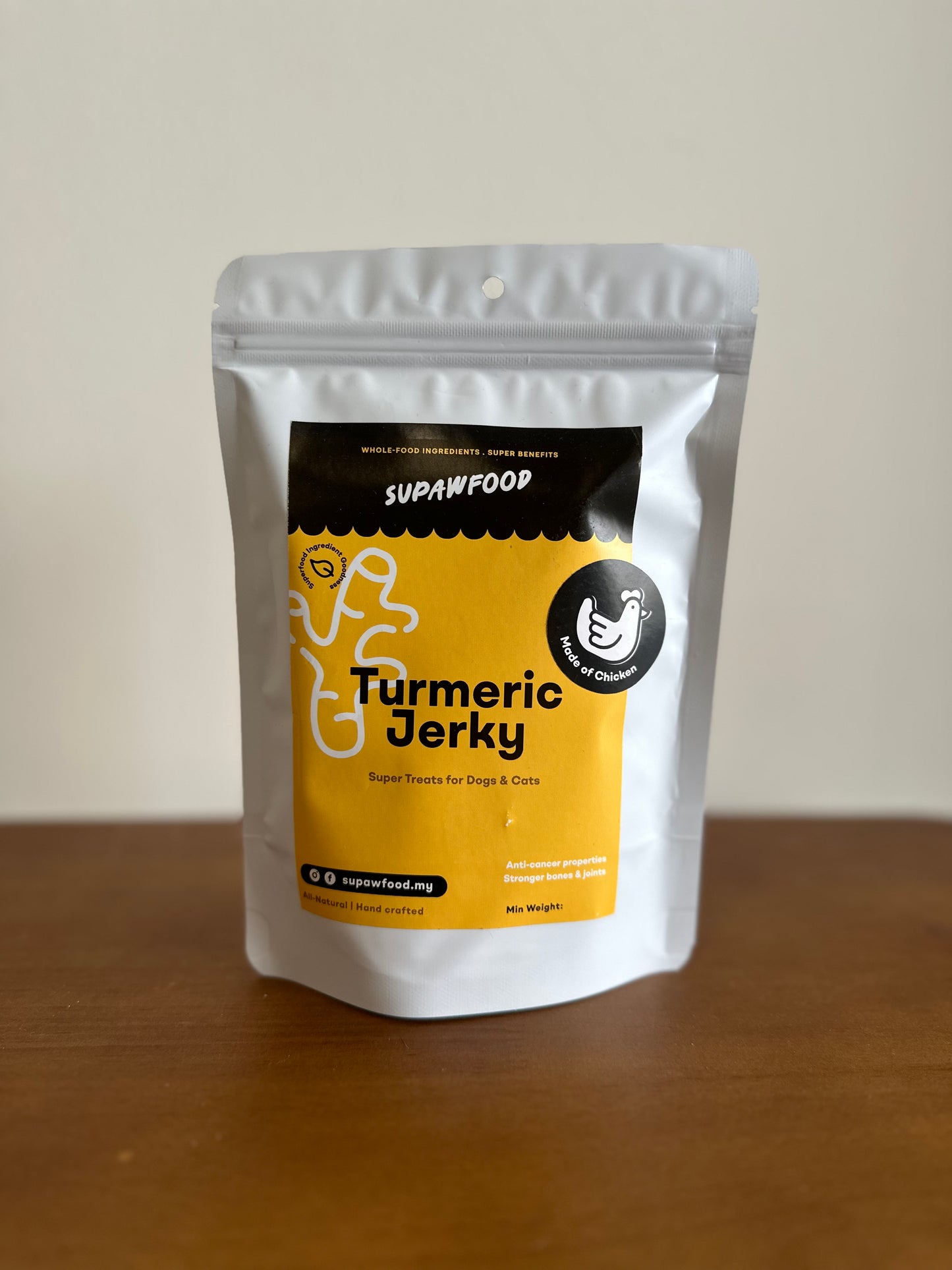 SUPAWFOOD CHICKEN JERKY - TURMERIC (50g)