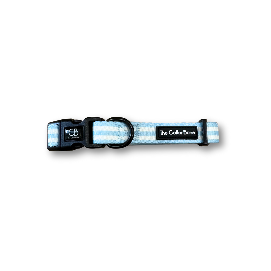 Halston Adjustable Pet Collar in Coastal Blue (Stripes)