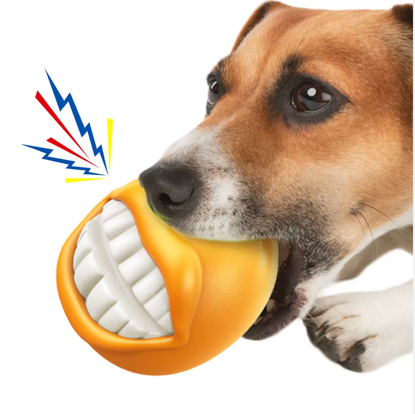 Smiley Orange TPR Rubber Chew Toy