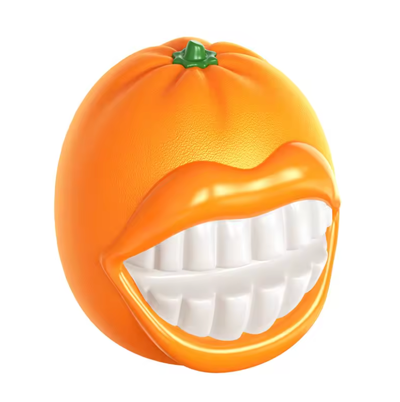 Smiley Orange TPR Rubber Chew Toy