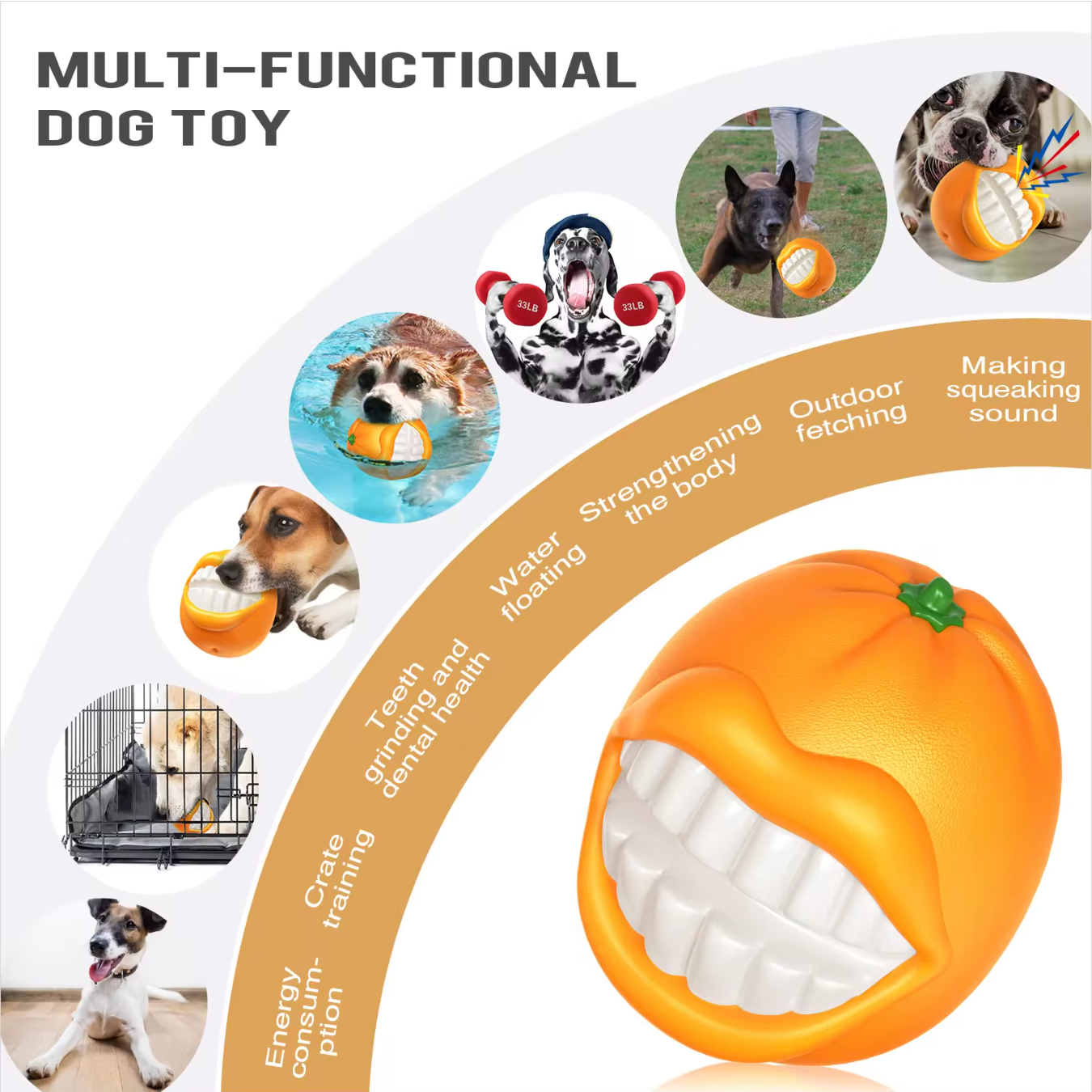Smiley Orange TPR Rubber Chew Toy