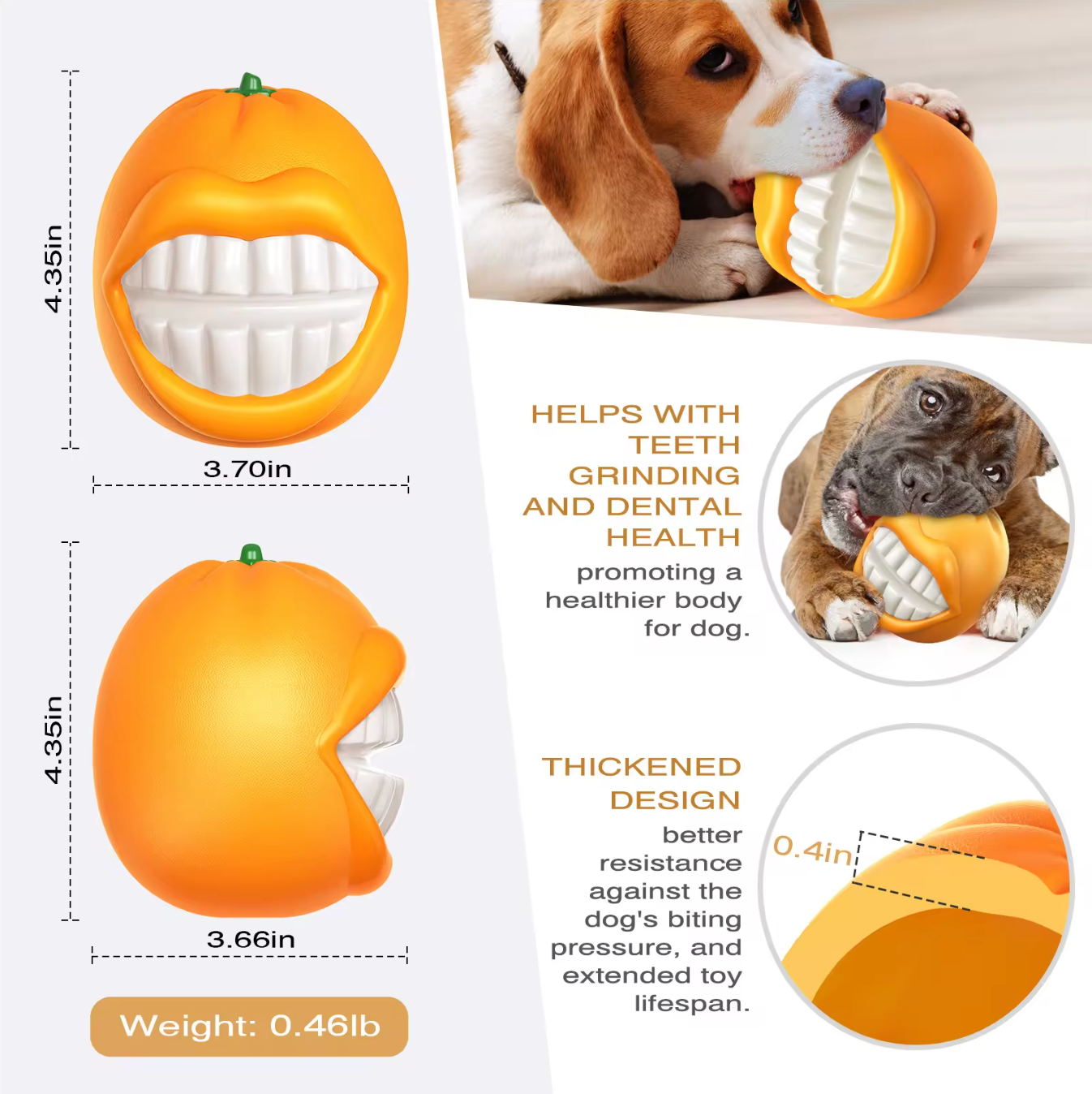 Smiley Orange TPR Rubber Chew Toy