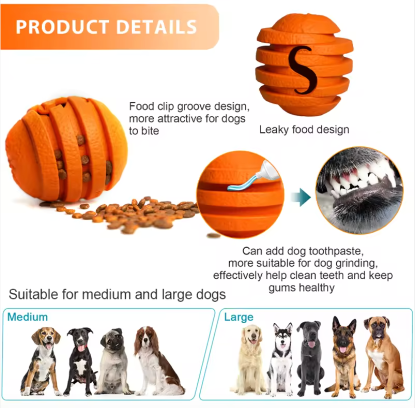 Super S Citrus Interactive Food Dispenser TPR Rubber Chew Toy