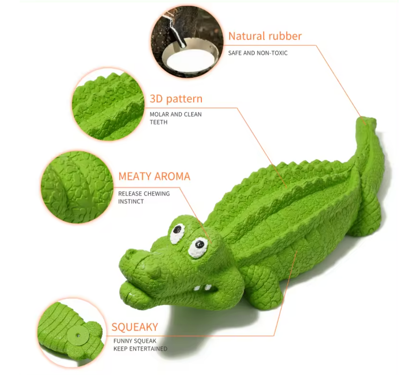 Winter the Blue Alligator Squeaky TPR Rubber Chew Dog Toy