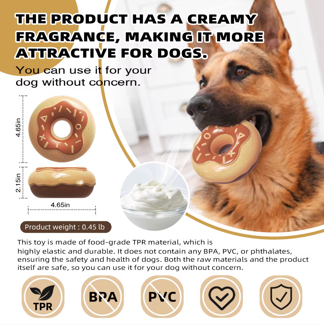 Vanilla Donut TPR Rubber Chew Toy