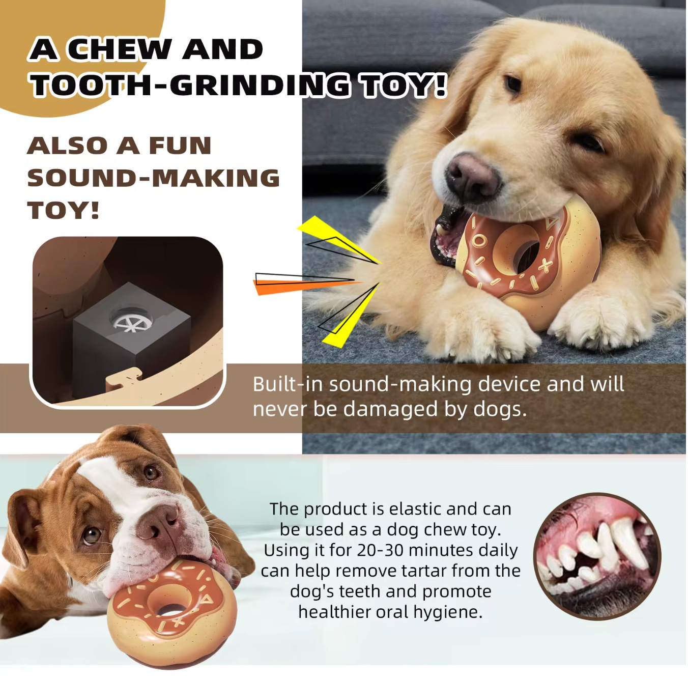 Vanilla Donut TPR Rubber Chew Toy