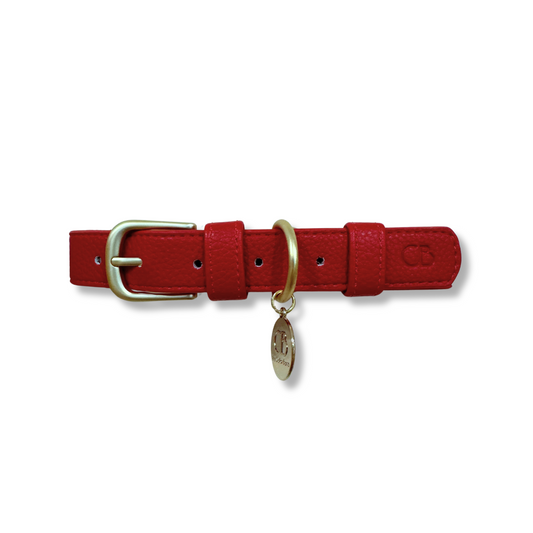 Zaara Vegan Leather Cat/Dog Collar in Velvet Red