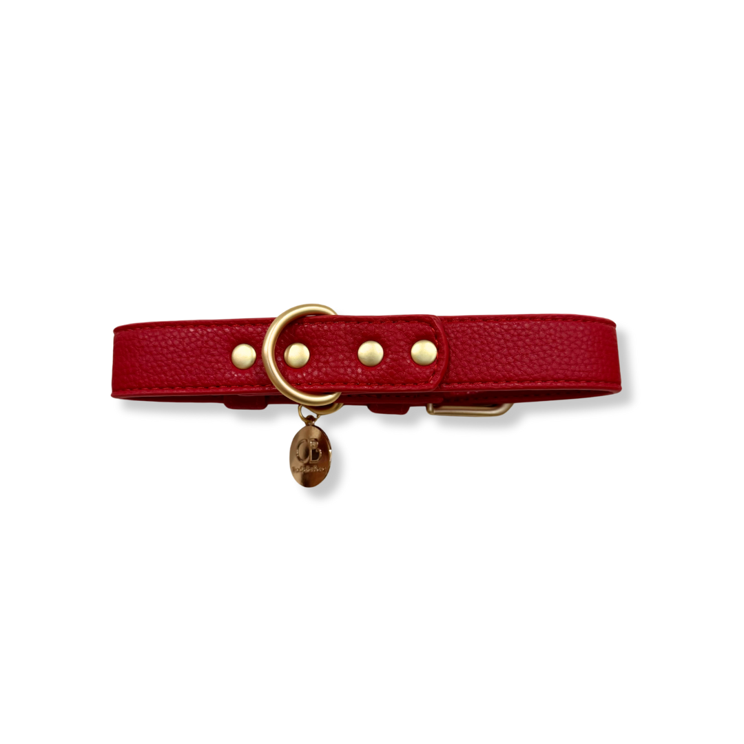 Zaara Vegan Leather Cat/Dog Collar in Velvet Red
