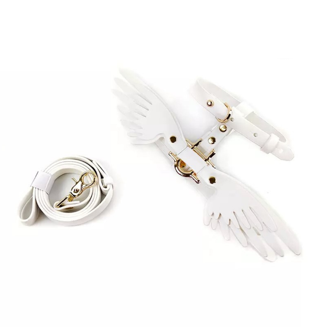Gabriel's Wings Harness and Leash set in Snow White (Smooth)