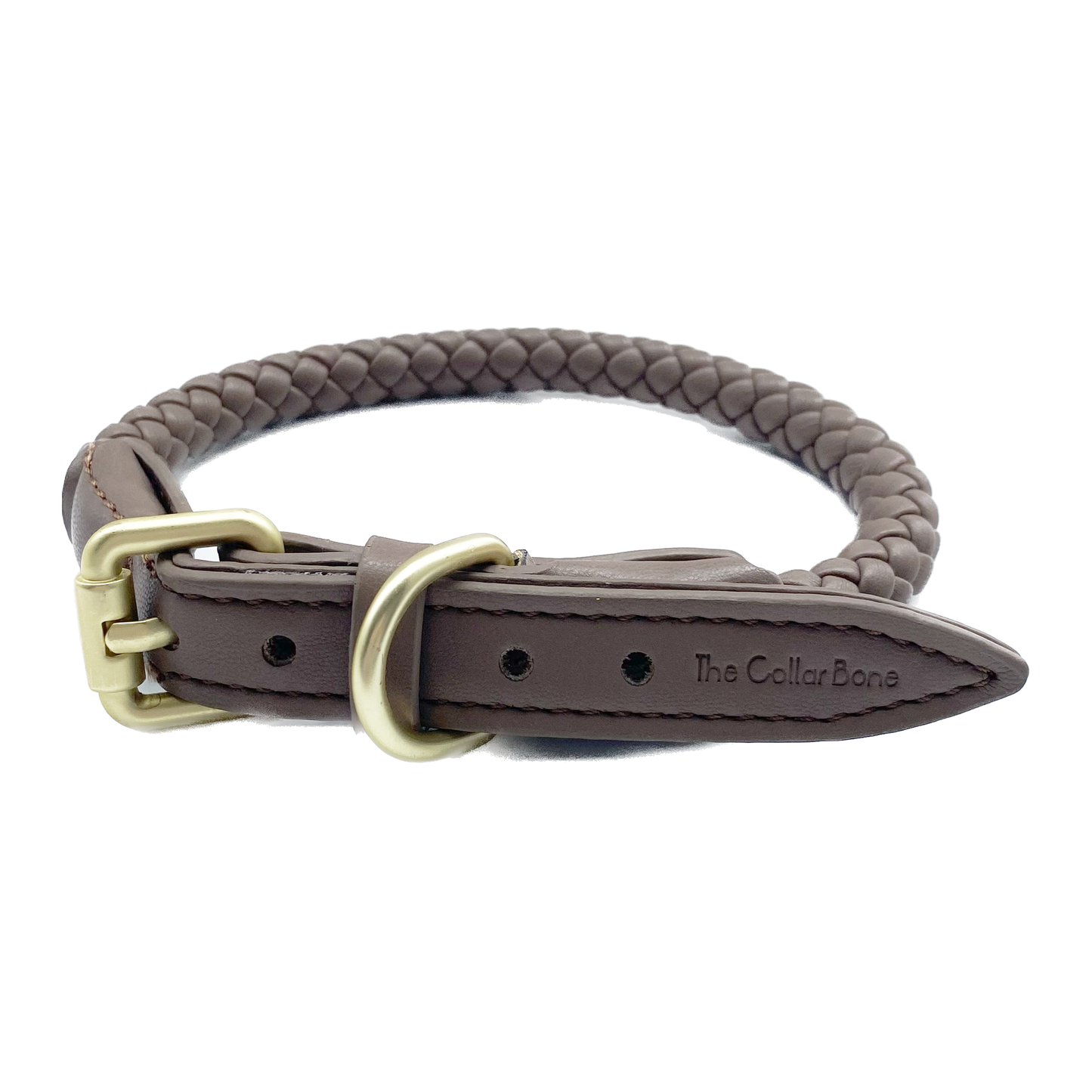 Héra Soft Braided Dog Collar in Mocha Brown