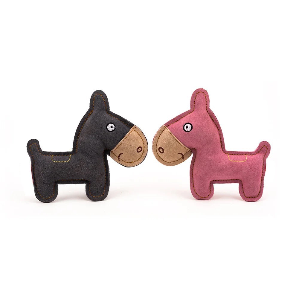 Squeaky Pink Pony Cowhide Chew Toy