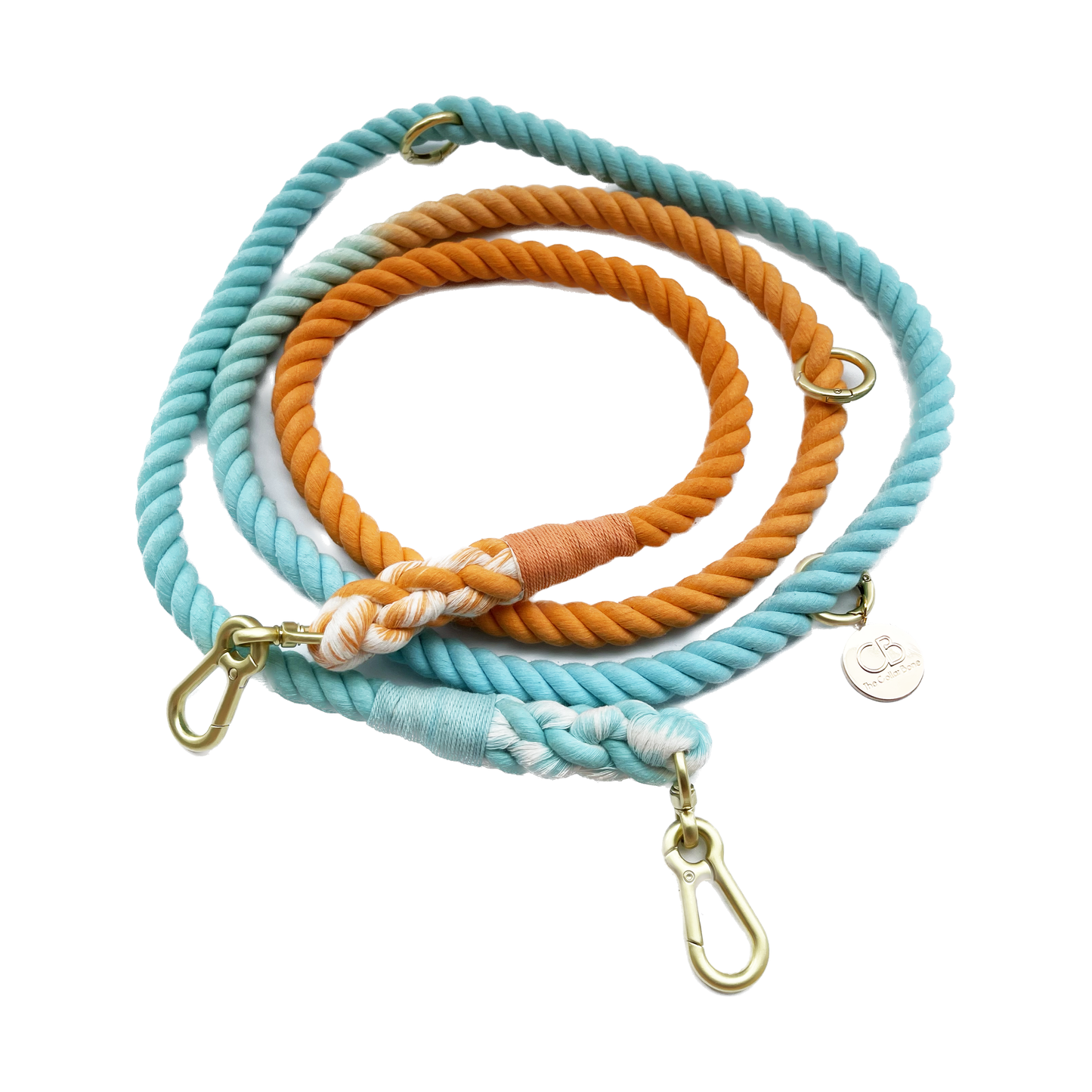 Multiway Handsfree Training Rope Leash in Bubblegum Orange and Blue