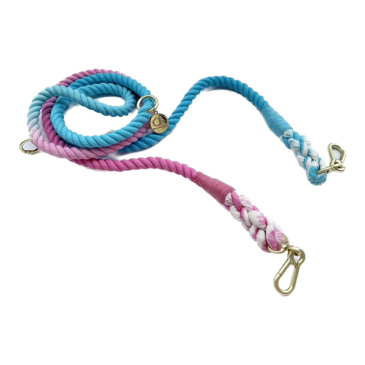 Multiway Handsfree Training Rope Leash in Bubblegum Bright Pink and Blue
