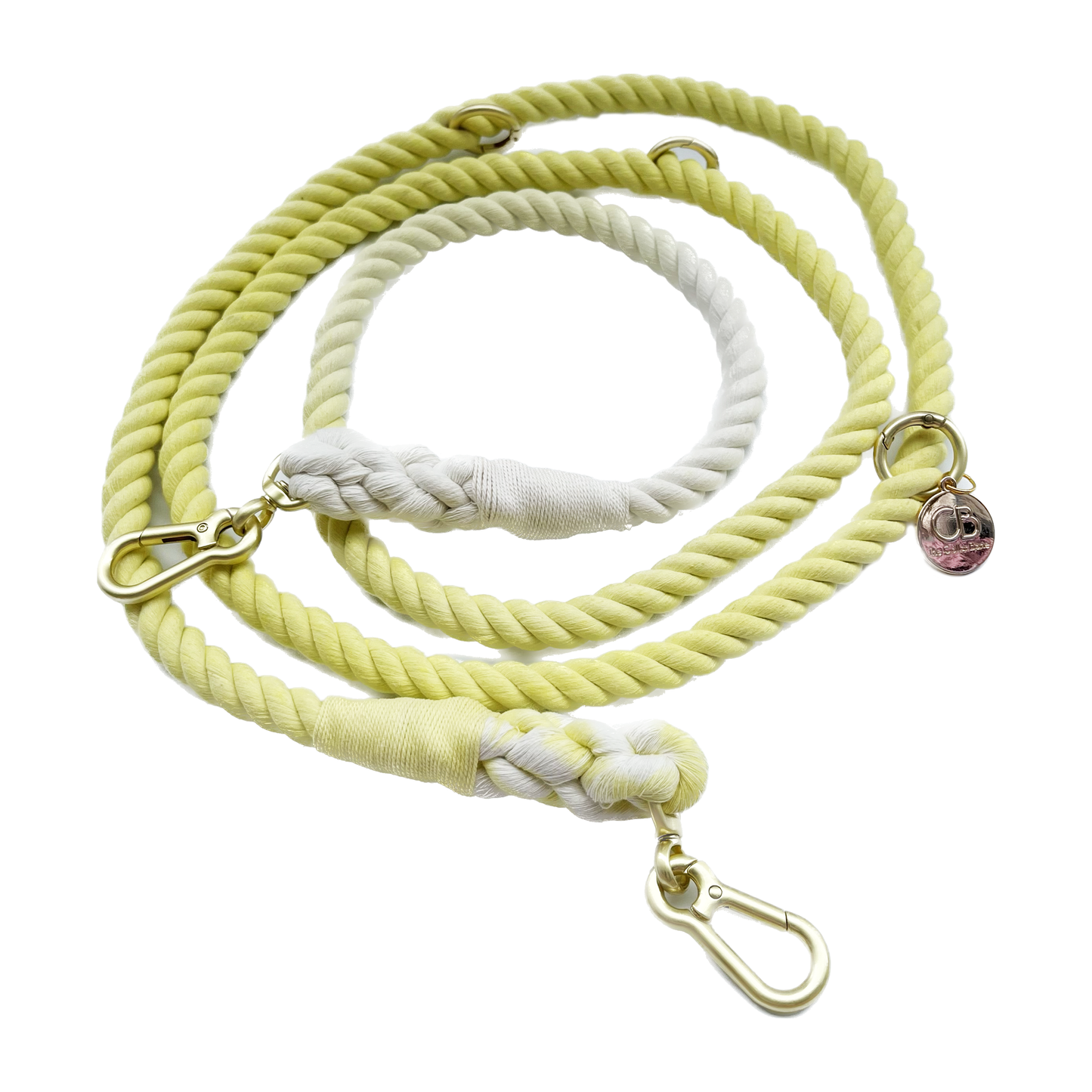 Multiway Handsfree Training Rope Leash in Bubblegum Yellow and White
