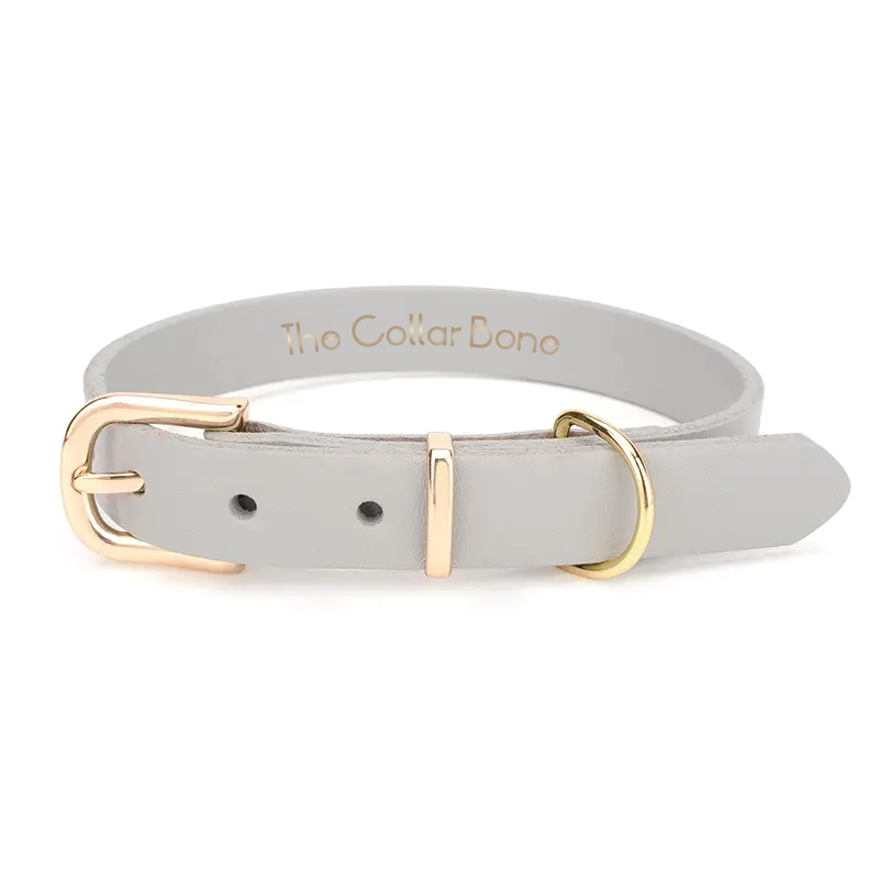 Charly Leather Collar in Grey