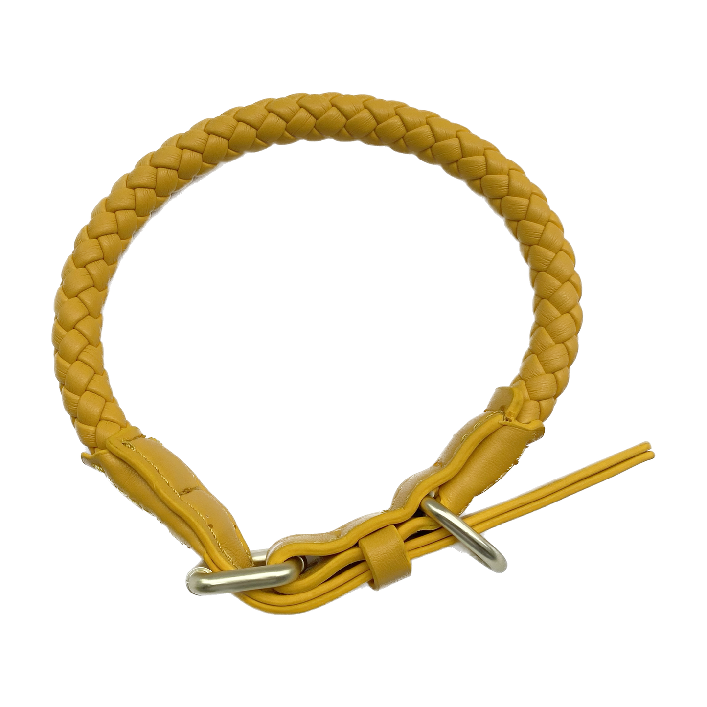 Héra Soft Braided Dog Collar in Mustard Yellow