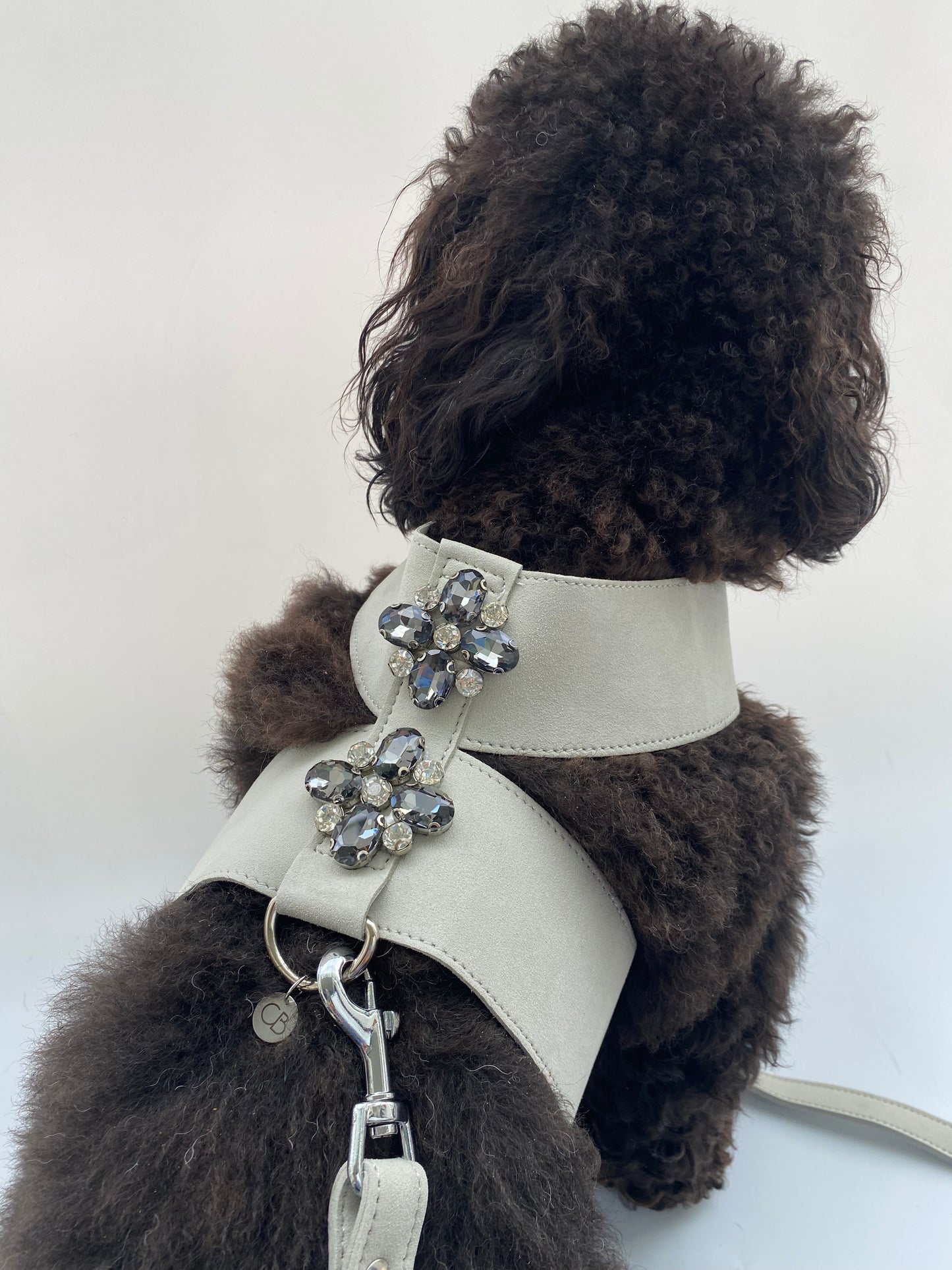 Jewel Cat/Dog Harness and Leash Set in Grey