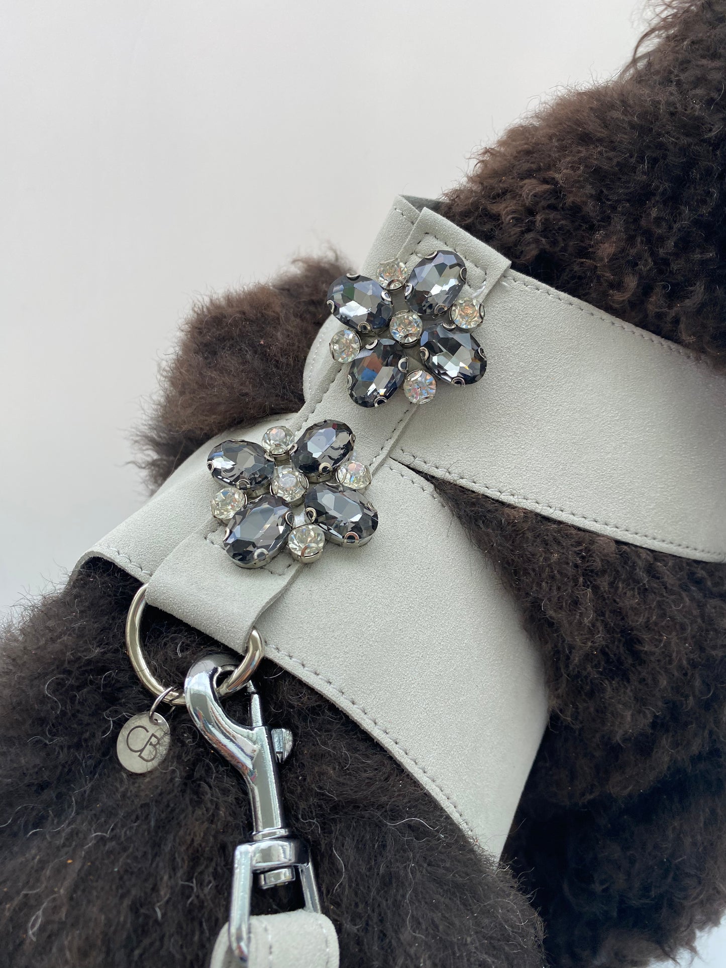 Jewel Cat/Dog Harness and Leash Set in Grey