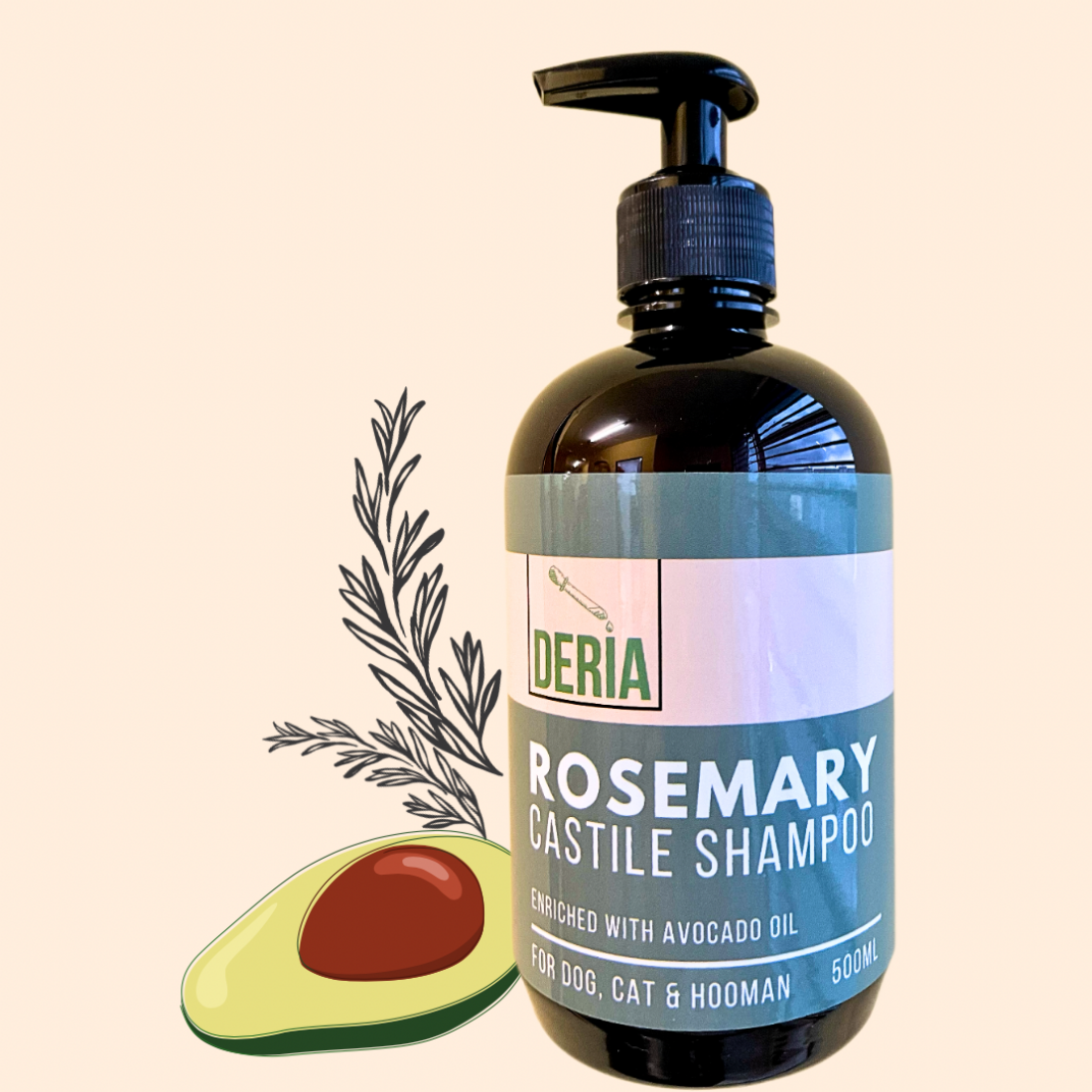 Deria Rosemary Castile Shampoo 500ml