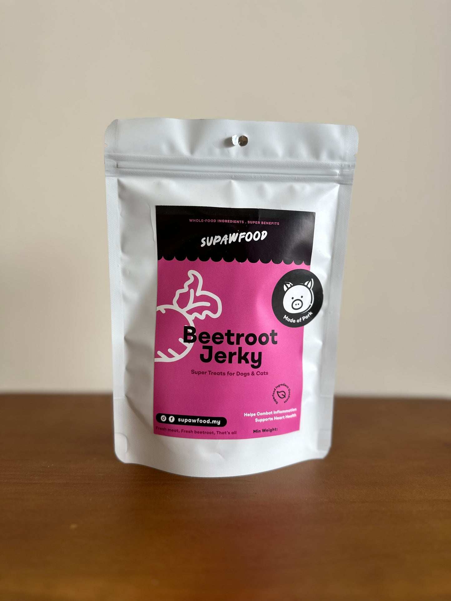 SUPAWFOOD PORK JERKY - BEETROOT (50g)