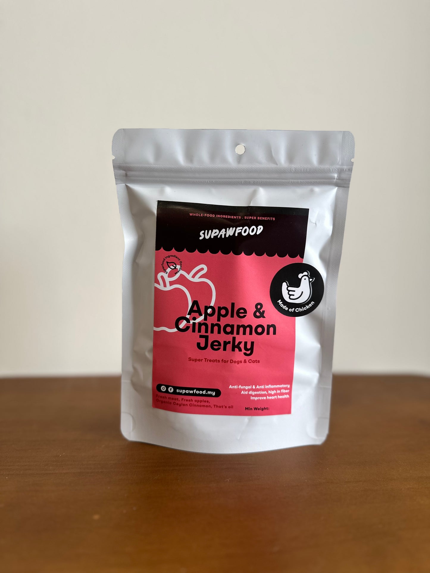 SUPAWFOOD CHICKEN JERKY - APPLE CINNAMON (50g)