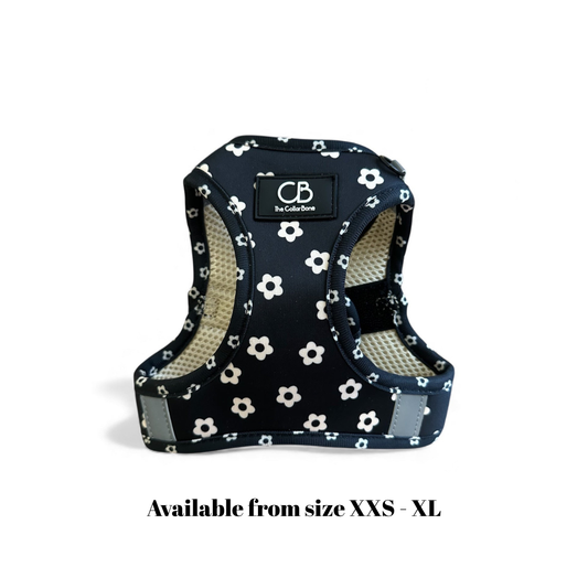 Teeny Step-In Vest/Harness in Black Bloom