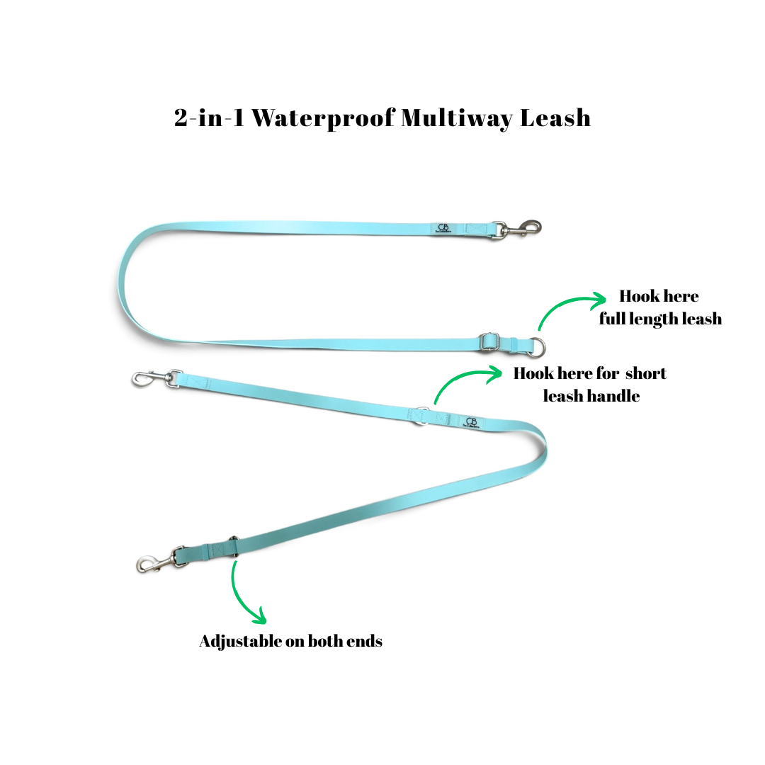 Oceane 2.0 2-in-1 Waterproof Multiway Leash in Tiffany's Afterglow (Glow-in-the Dark Blue)