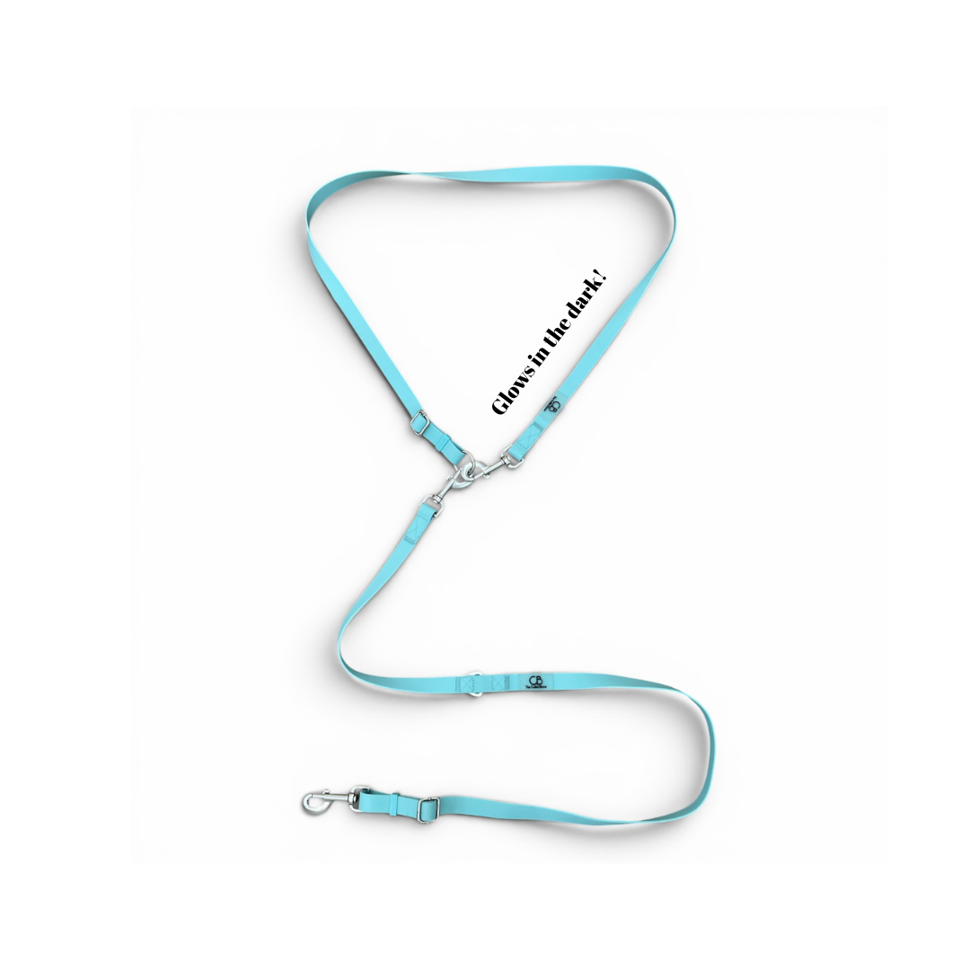 Oceane 2.0 2-in-1 Waterproof Multiway Leash in Tiffany's Afterglow (Glow-in-the Dark Blue)