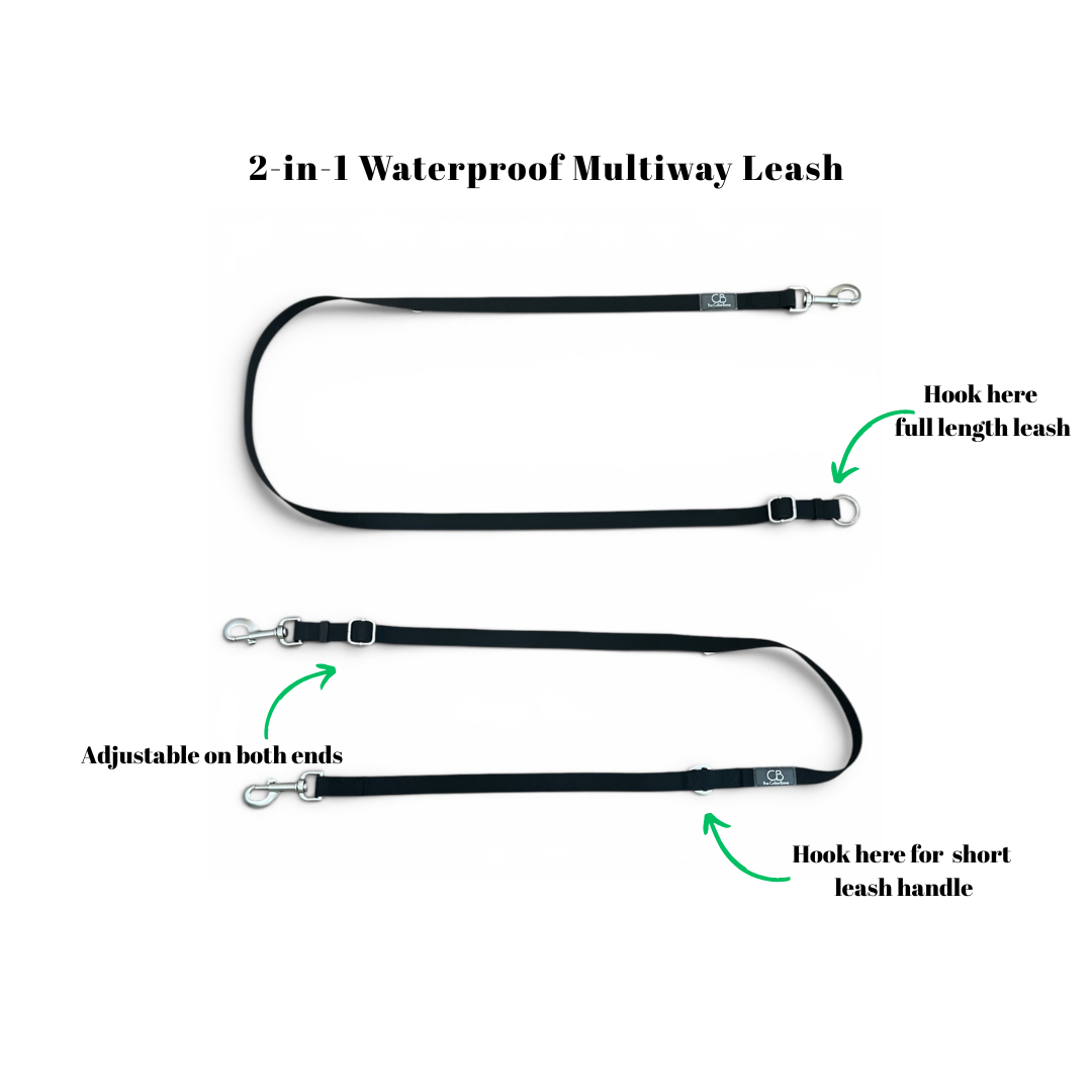 Oceane 2.0 2-in-1 Waterproof Multiway Leash in Obsidian Black