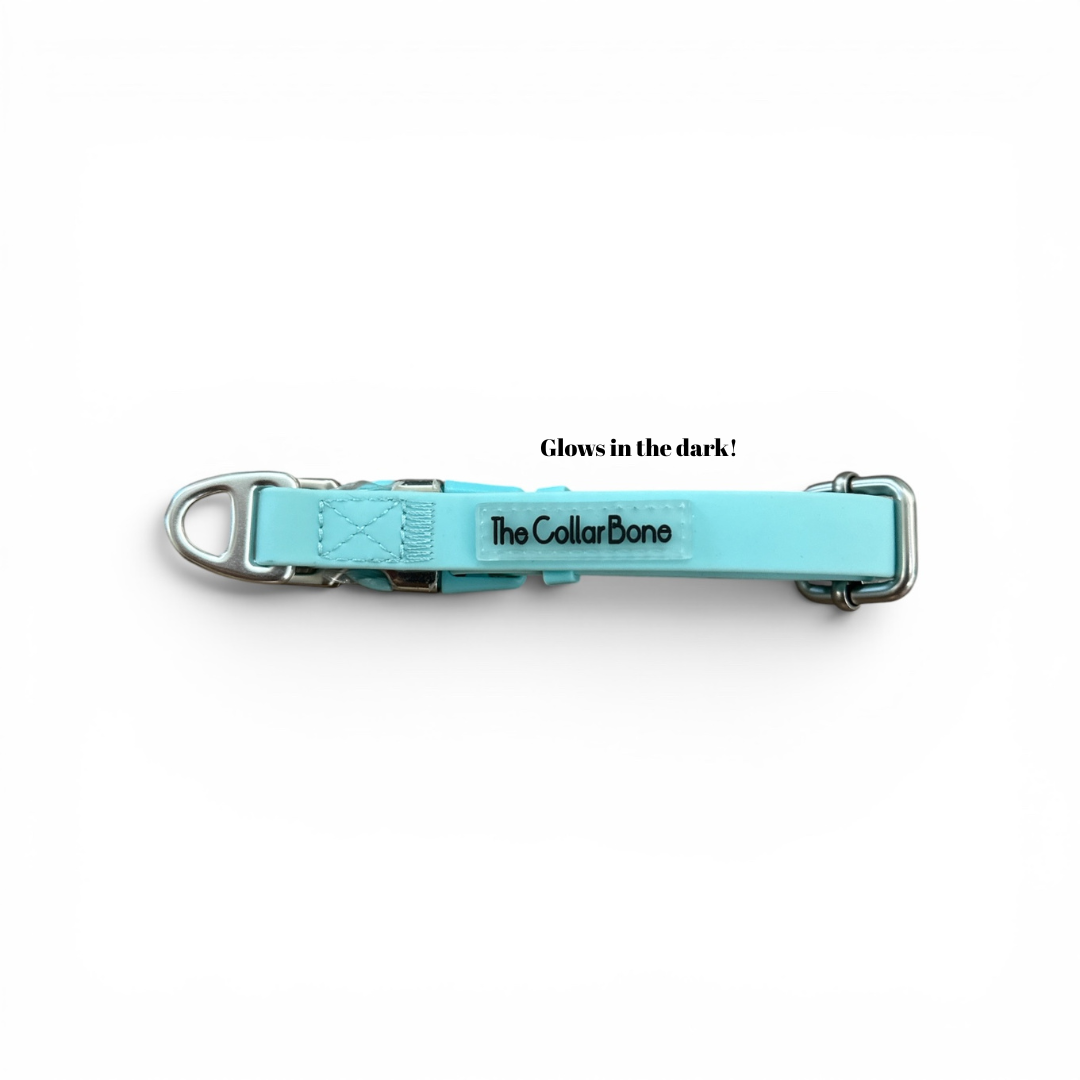 Oceane 2.0 Waterproof XS Collar in Tiffany's Afterglow (Glow-in-the-dark Blue) - suitable for cats and small dogs