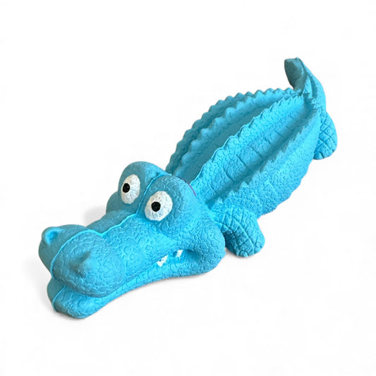 Winter the Blue Alligator Squeaky TPR Rubber Chew Dog Toy