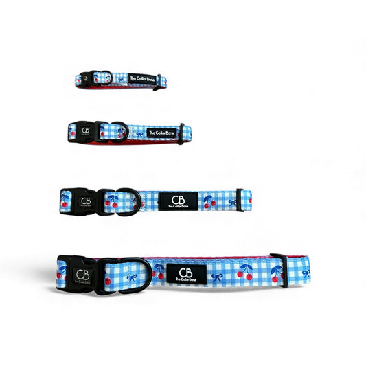 Halston Adjustable Pet Collar in Cherry Checks