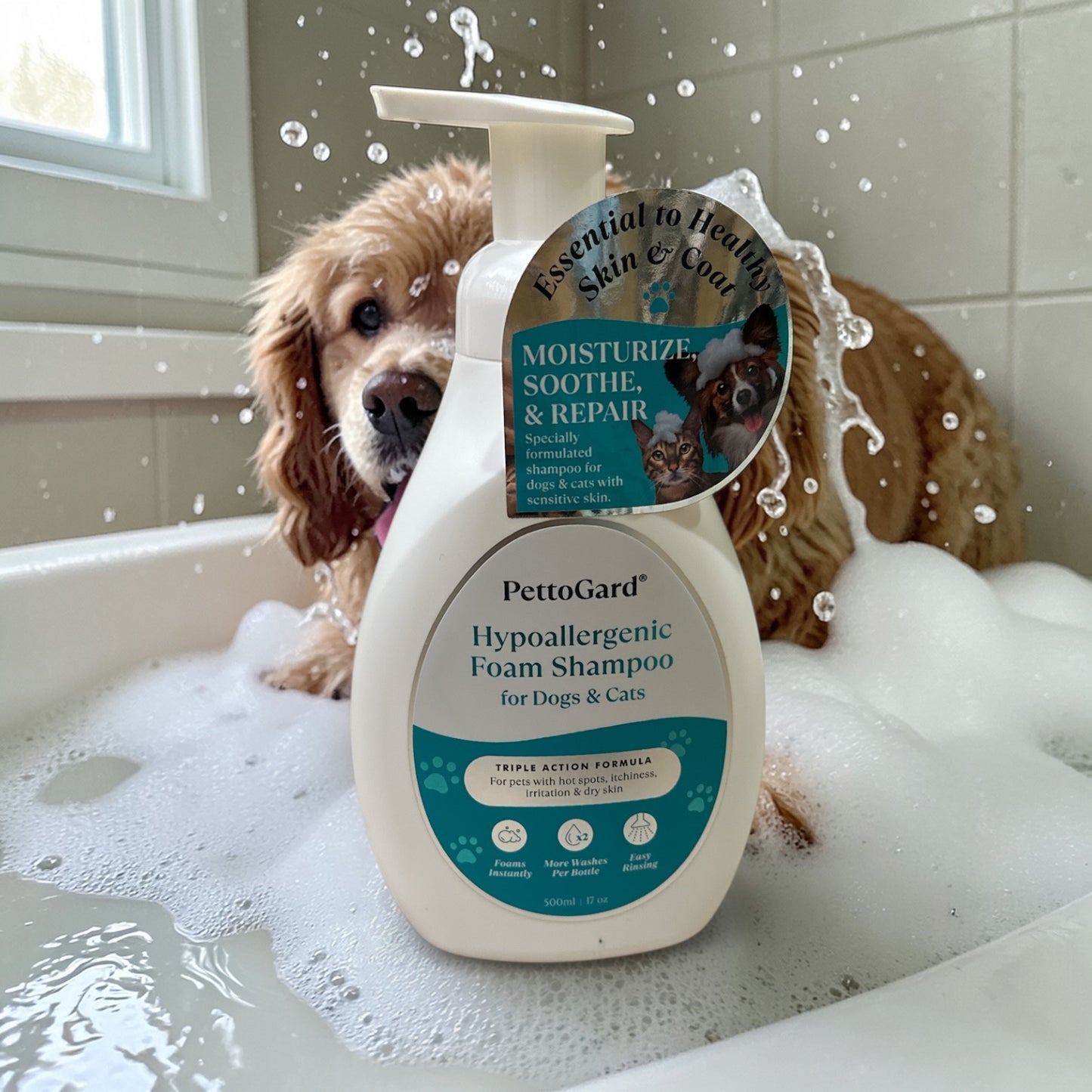 PettoGard® Hypoallergenic Foam Shampoo for Dogs & Cats (500ml)