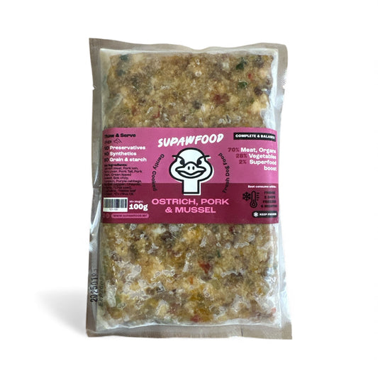 SUPAWFOOD GENTLY COOKED OSTRICH & PORK SEASONAL LIMITED RECIPE (100G)