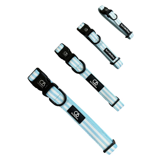 Halston Adjustable Pet Collar in Coastal Blue (Stripes)