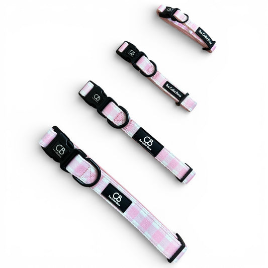 Halston Adjustable Pet Collar in Penelope Pink (Gingham)