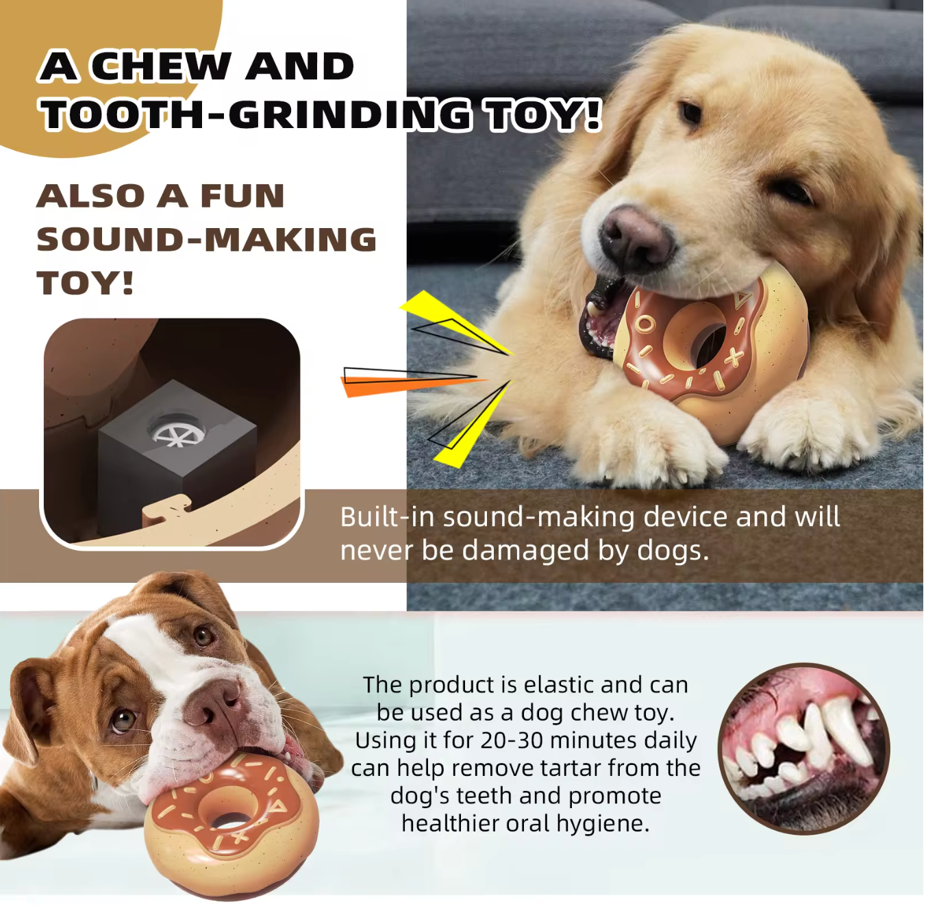 Chocolate Donut TPR Rubber Chew Toy