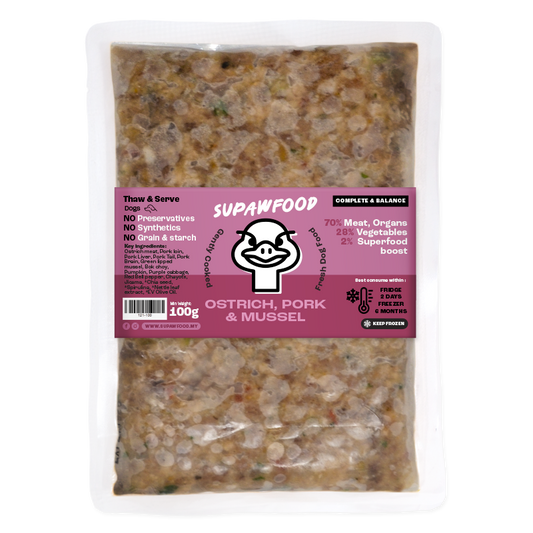 SUPAWFOOD GENTLY COOKED OSTRICH & PORK SEASONAL LIMITED RECIPE (100G)