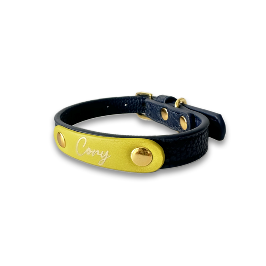 Zuri Faux Leather Cat/Dog Collar in Navy Blue