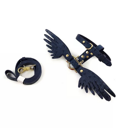 Gabriel's Wings Dog Harness and Leash set in Moonlight (Ostrich texture)